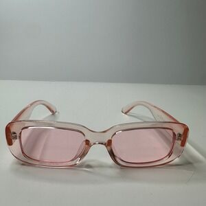 Classic Vintage Style Womens Pink Rectangle Sunglasses Shades
